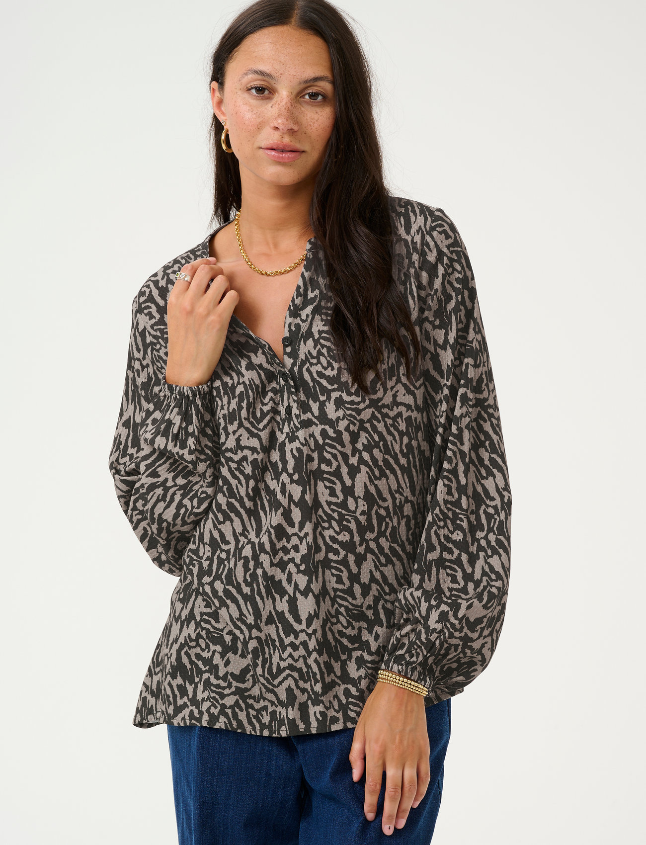 Kaffe Kamathilde Blouse, 36, Beige, Bluser > Langærmede, Dame