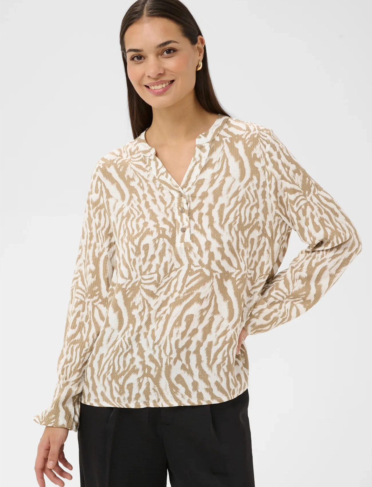 Kaffe Kamathilde Blouse, 40, Beige, Bluser > Langærmede, Dame