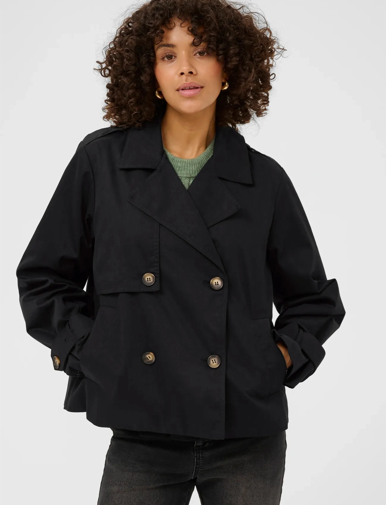Kaffe Kapatricia Jacket, 38, Black, Frakker > Trenchcoats, Dame