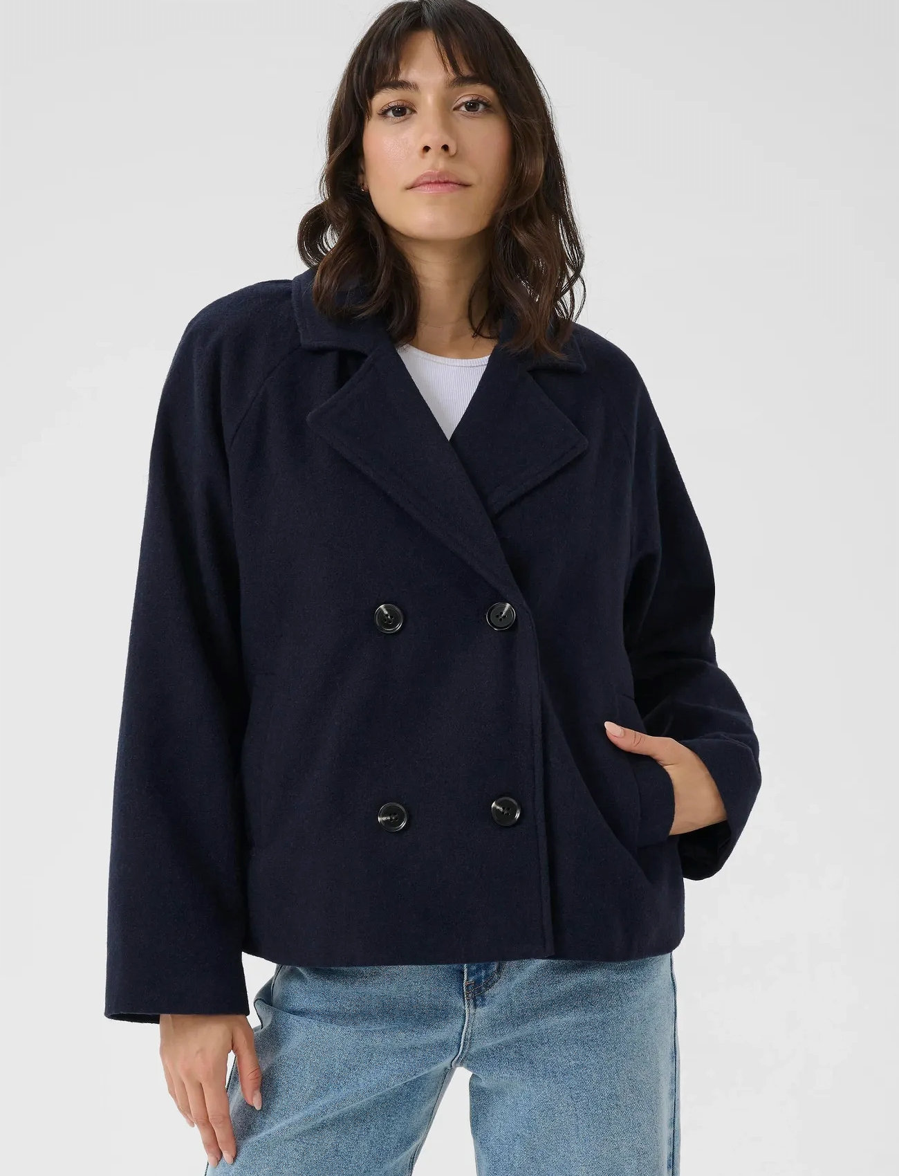 Kaffe Kafanny Short Jacket, 44, Navy, Jakker > Uldjakker, Dame