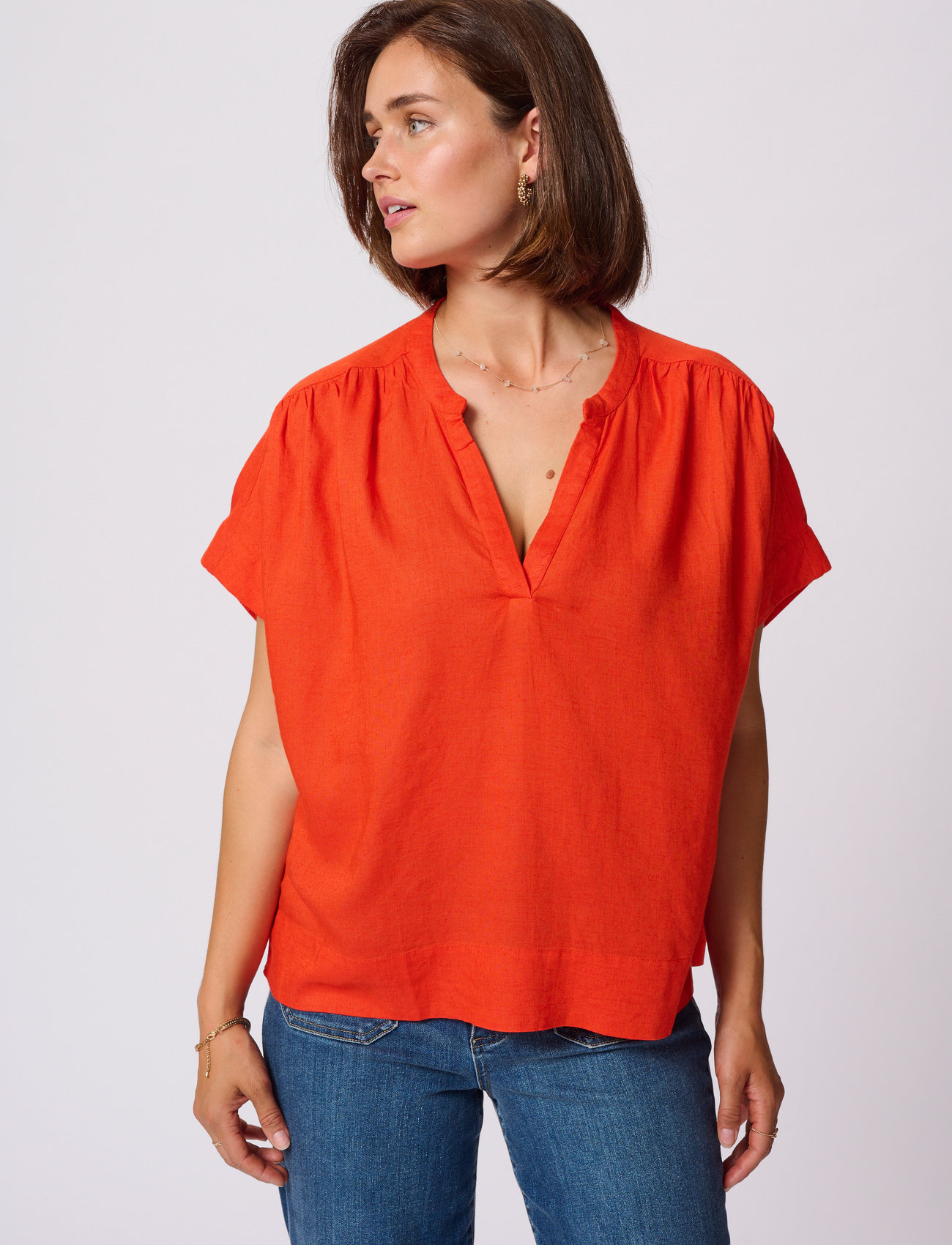 Kaffe Kamilia Wing Sl Blouse, 36, Orange, Bluser > Kortærmede, Dame