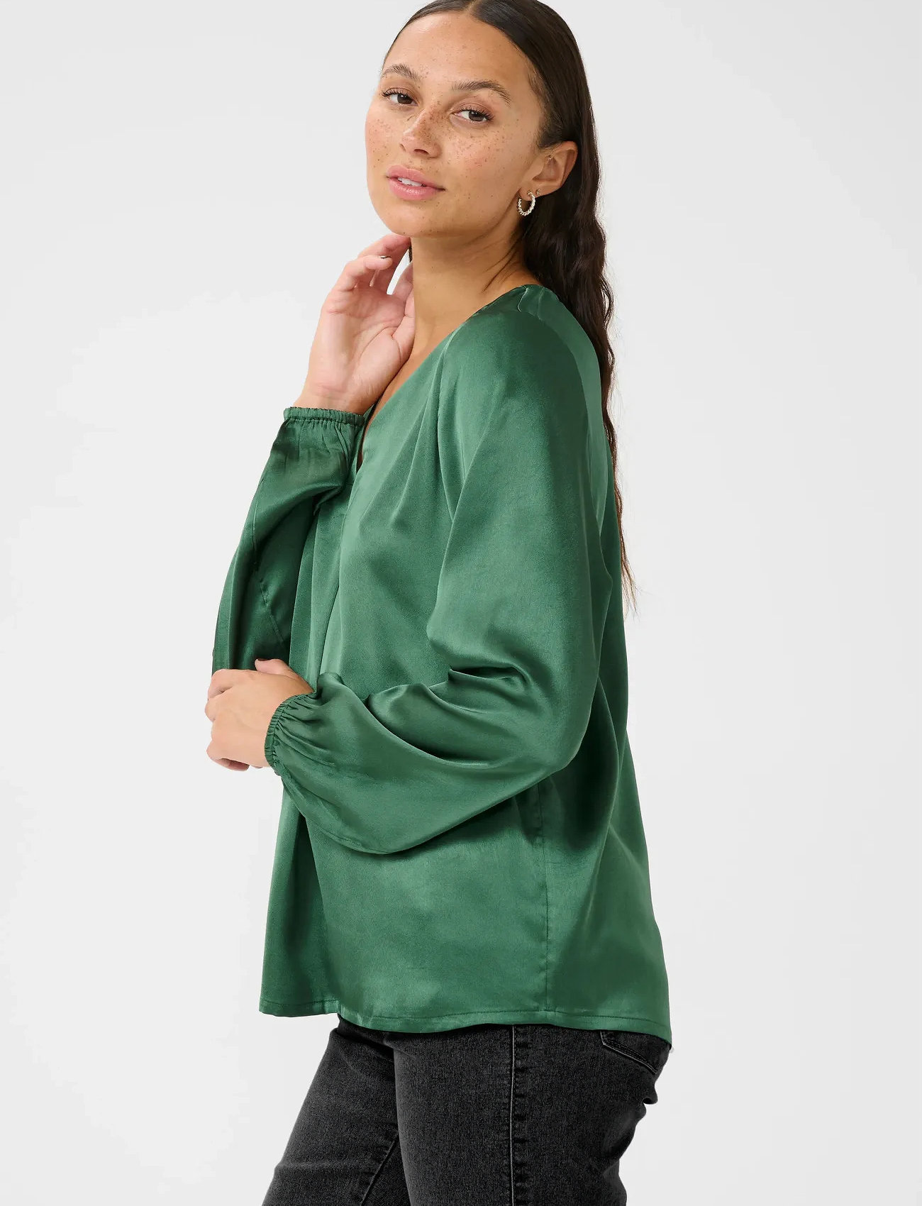 Kaffe Kalana Blouse, 42, Green, Bluser > Langærmede, Dame