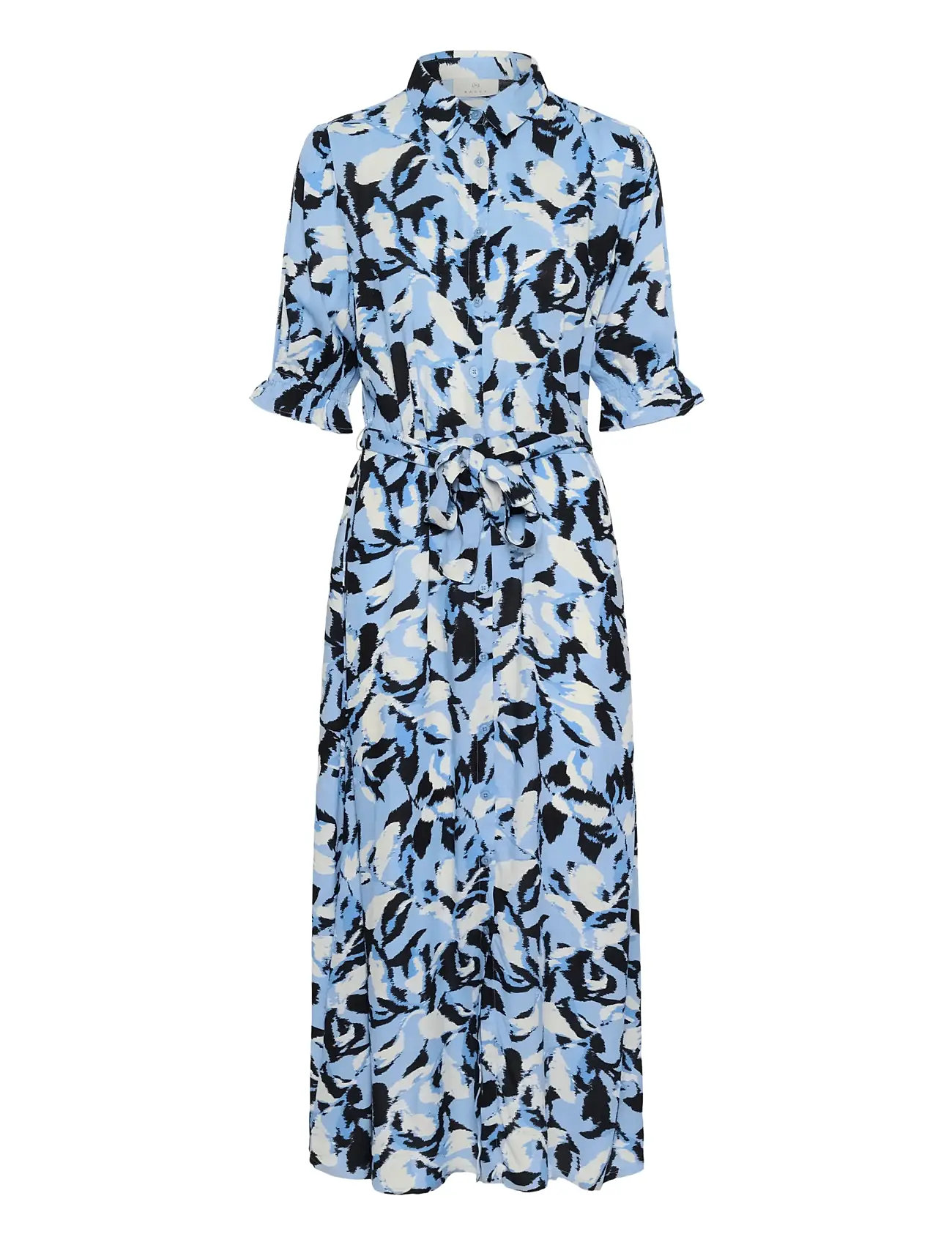 Kamira Plain Weave Dress Printed Maxikjole Festkjole Blue Kaffe