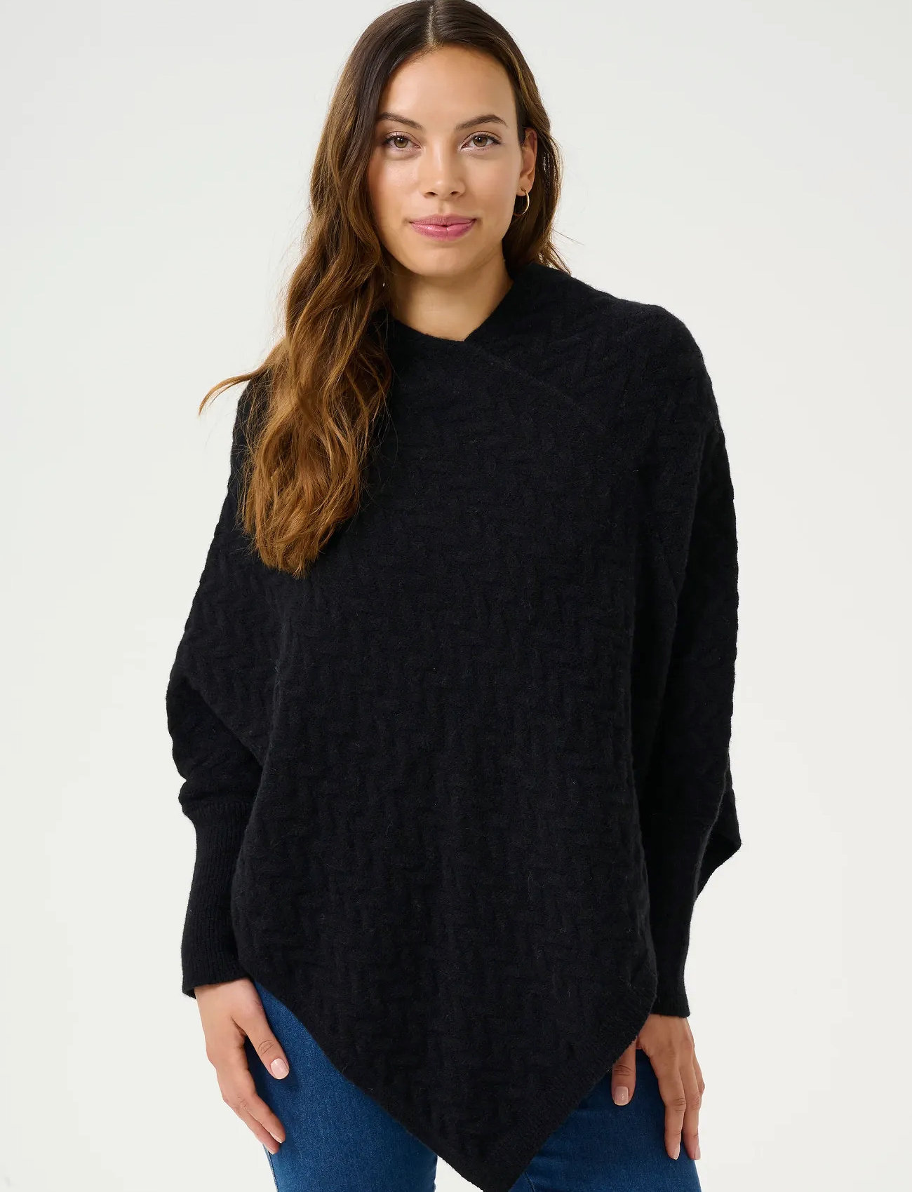 Kaffe Kavinnie Poncho, One Size, Black, Strik > Ponchoer, Dame