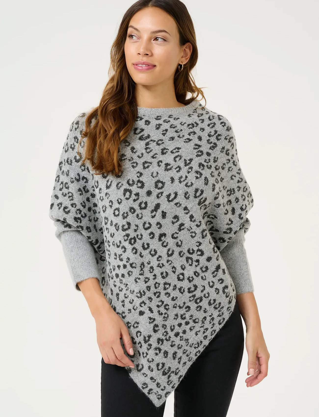 Kaffe Kamolly Poncho, One Size, Grey, Strik > Ponchoer, Dame