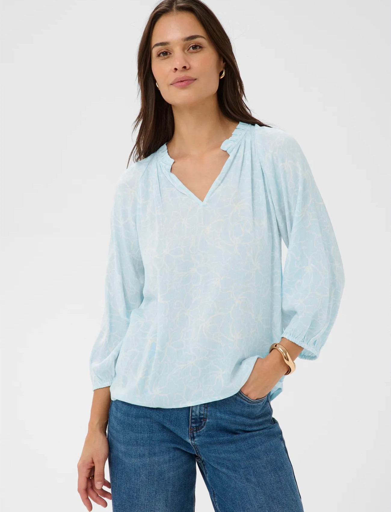 Kaffe Katine Amber Blouse, 46, Blue, Bluser > Langærmede, Dame