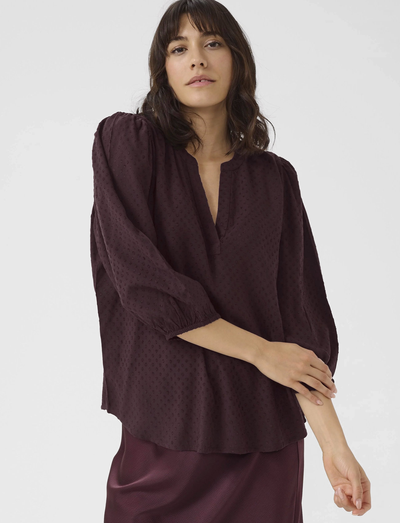 Kaffe Kaannika Blouse, 36, Brown, Bluser > Kortærmede, Dame