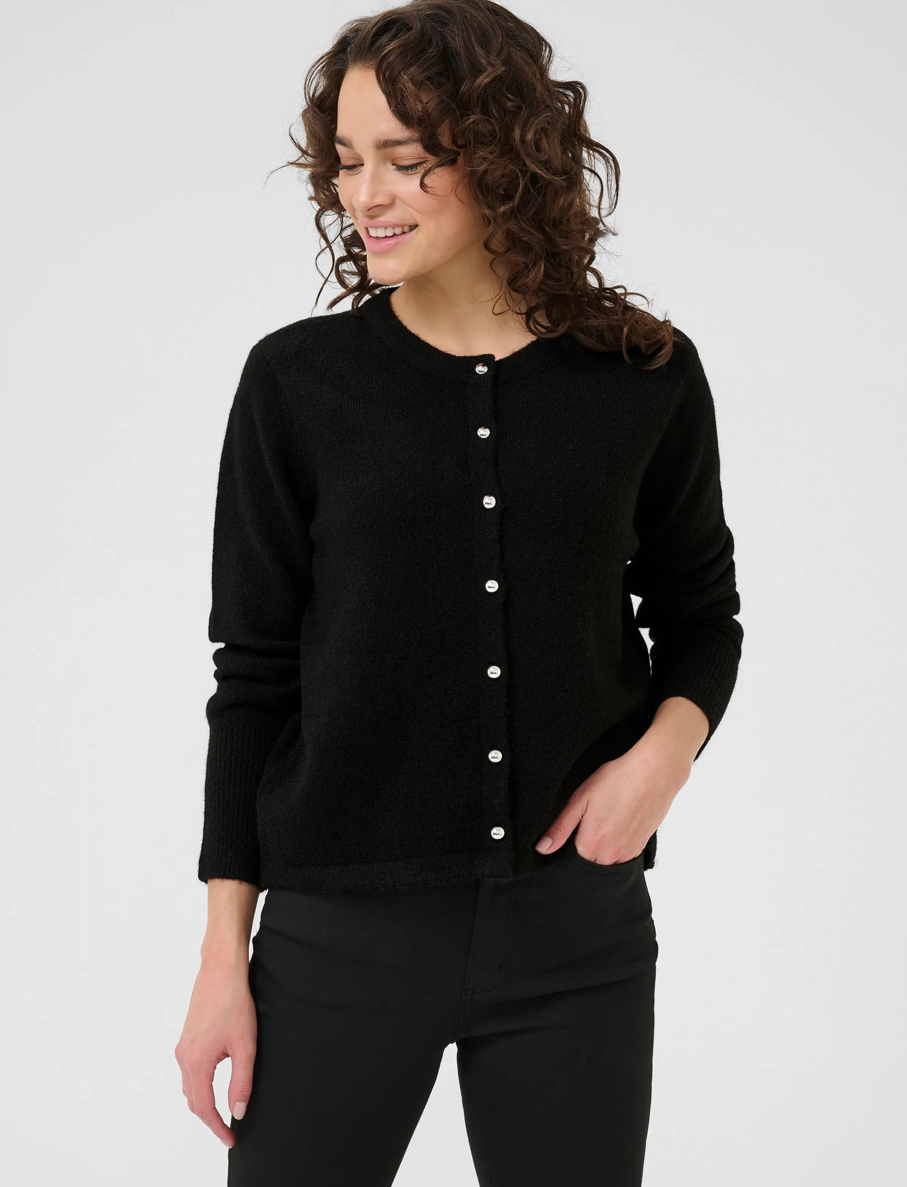 Kaffe Kaniel Knit Cardigan, XXL, Black, Strik > Cardigans, Dame