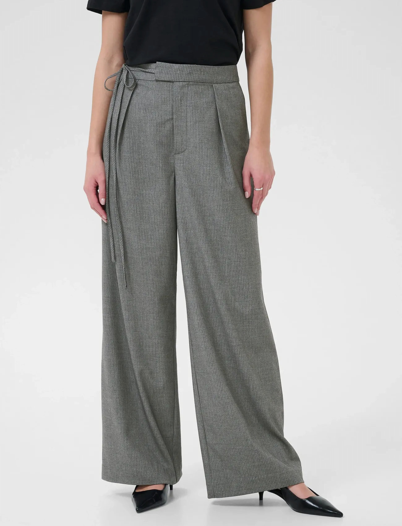 Kaffe Kaellie Wide Pants, 40, Grey, Bukser > Brede Ben, Dame
