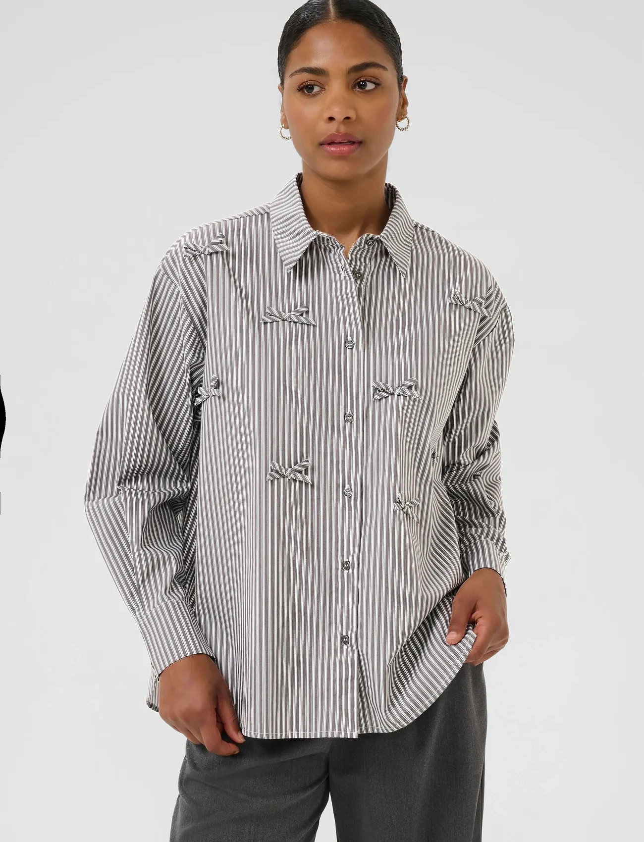 Kaffe Kamarianne Shirt, 34, Grey, Skjorter > Langærmede, Dame