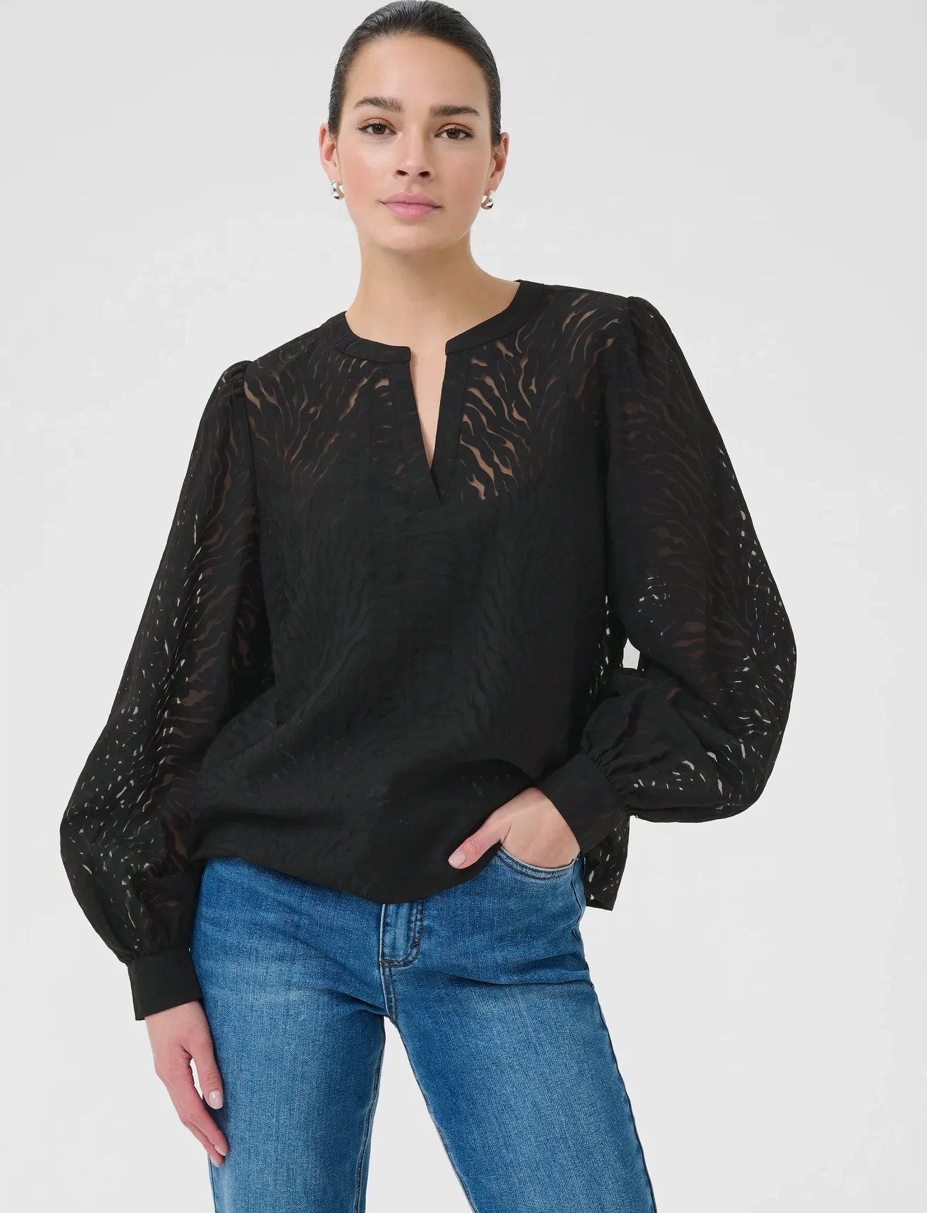 Kaffe Kavivian Blouse, 38, Black, Bluser > Langærmede, Dame