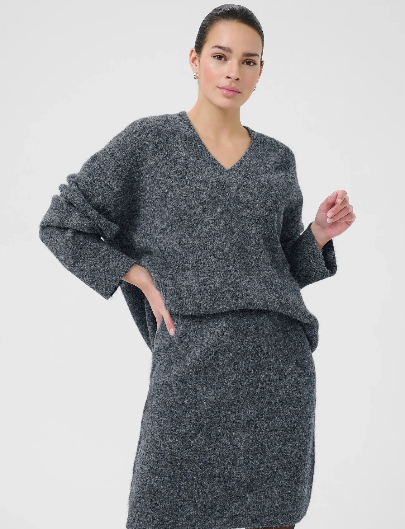 Kaffe Katrudy Pullover, XXL, Grey, Strik > Trøjer, Dame