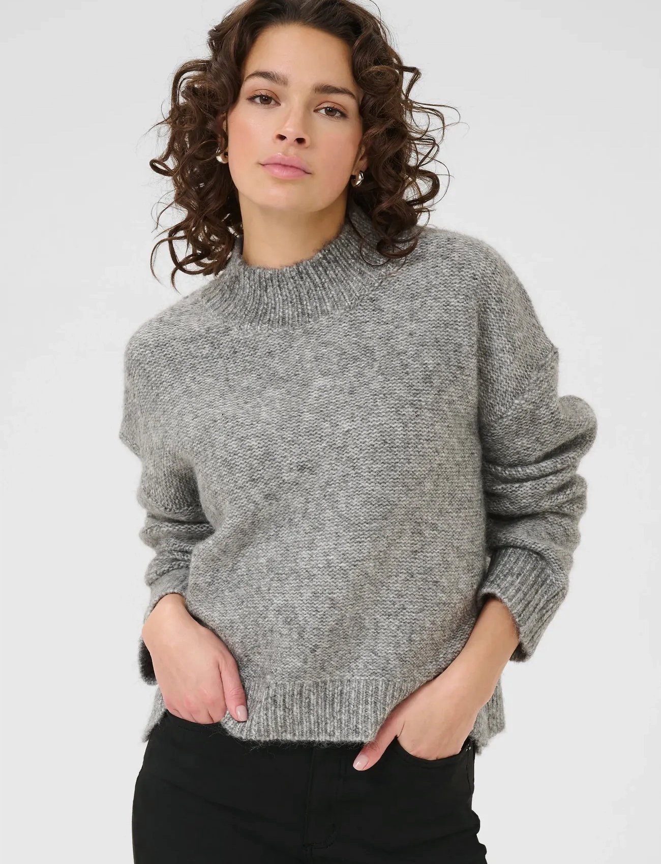 Kaffe Kalabis Pullover, S, Grey, Strik > Trøjer, Dame
