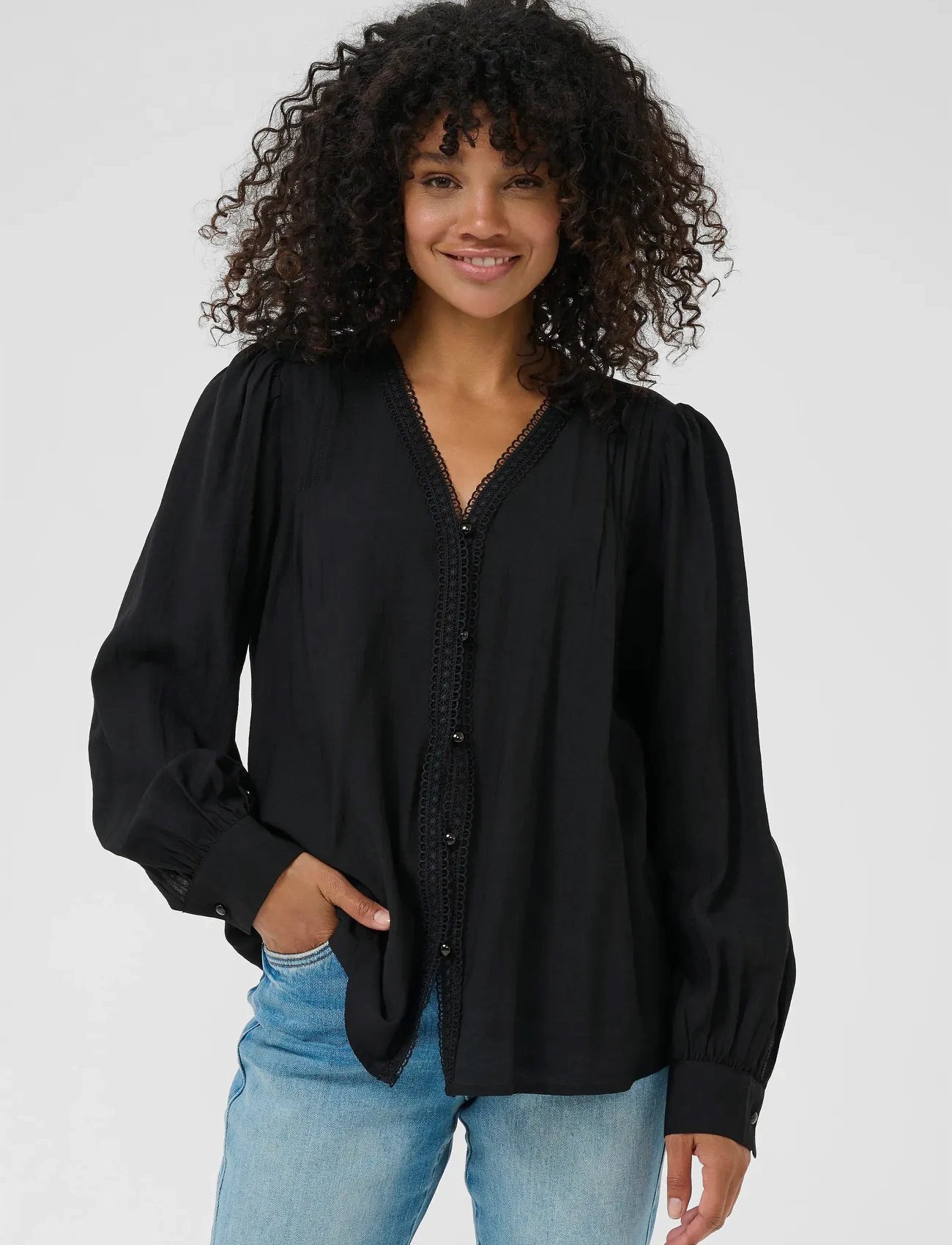 Kaffe Kamirabel Blouse, 34, Black, Bluser > Langærmede, Dame