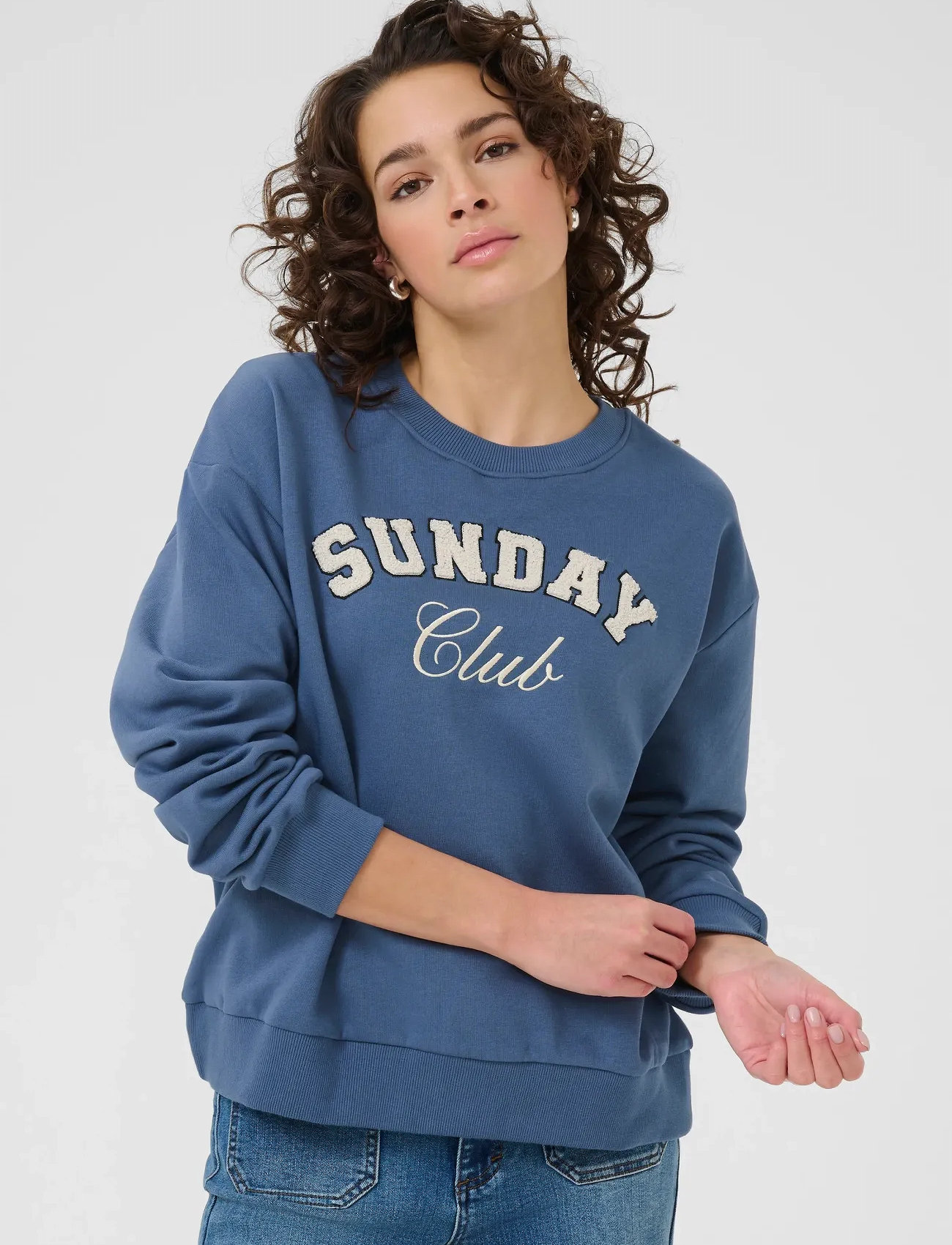 Kaffe Kaelenora Sweatshirt, XXL, Blue, Sweatshirts & Hættetrøjer > Sweatshirts, Dame