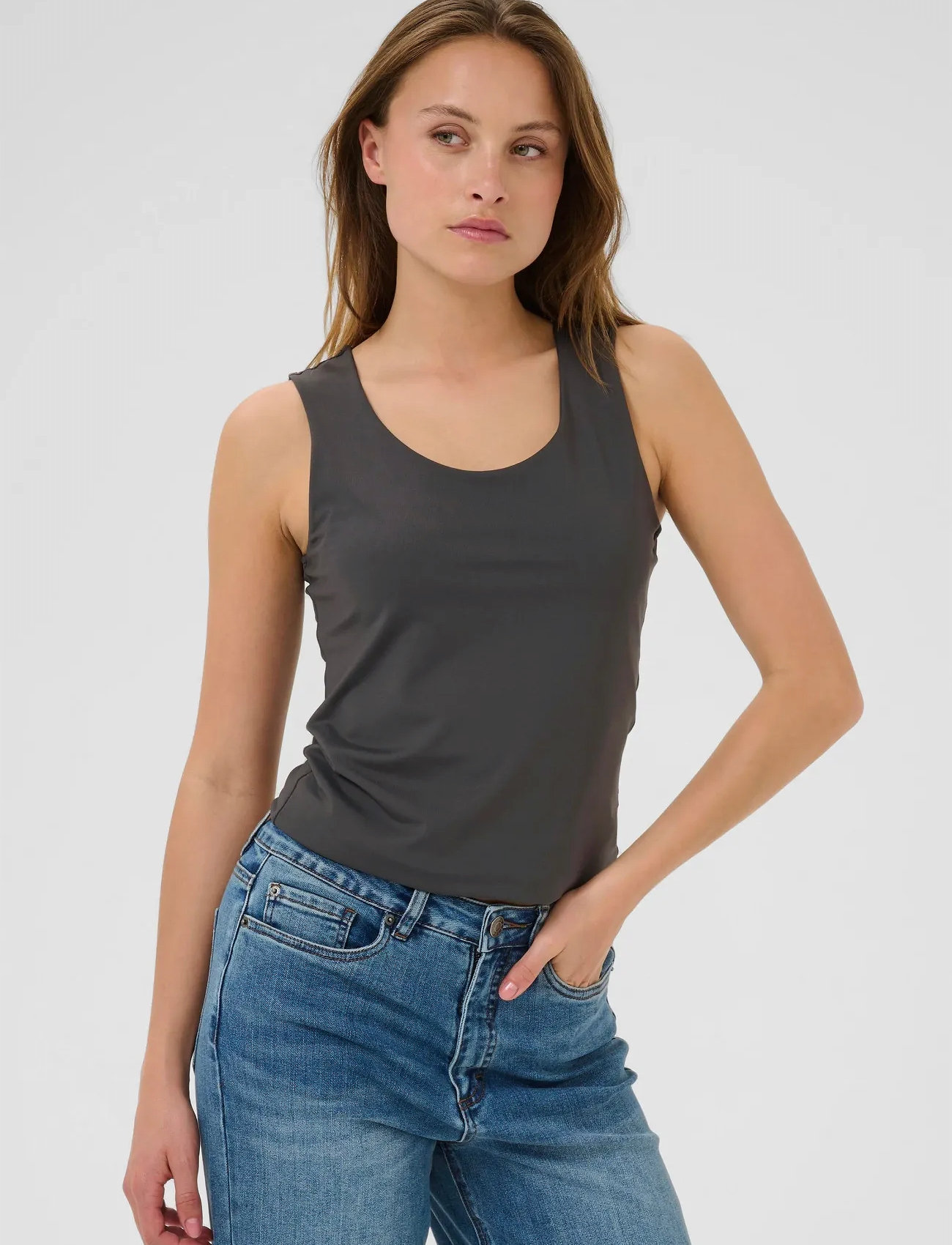 Kaffe Kaarina Jersey Top, M, Black, T-Shirts & Toppe > Uden Ærmer, Dame