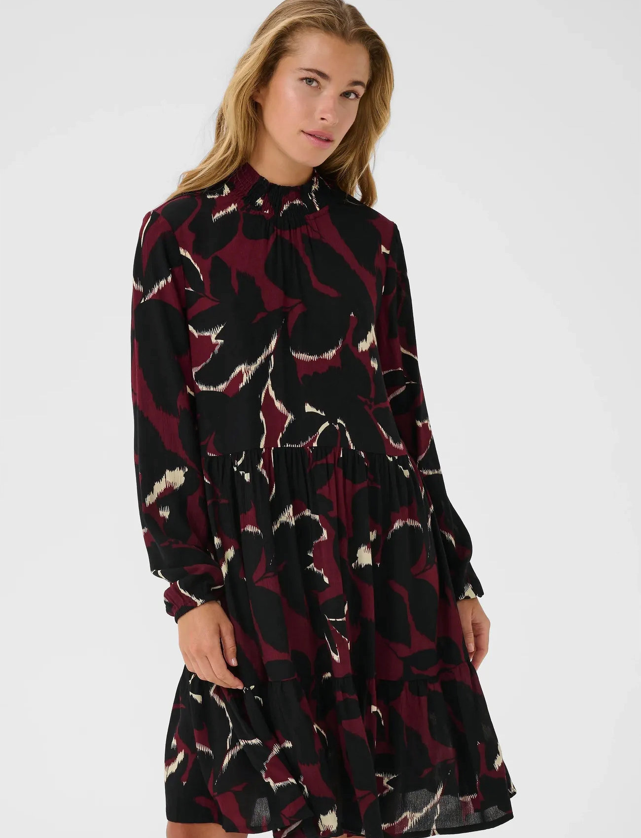 Kaffe Kalinda Amber Dress, 38, Burgundy, Kjoler > Kort Kjole, Dame