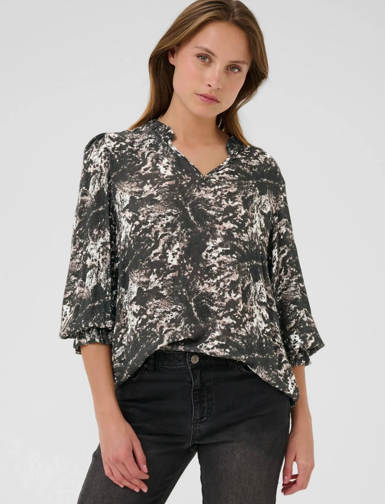 Kaffe Kalinda Amber Blouse, 44, Grey, Bluser > Langærmede, Dame
