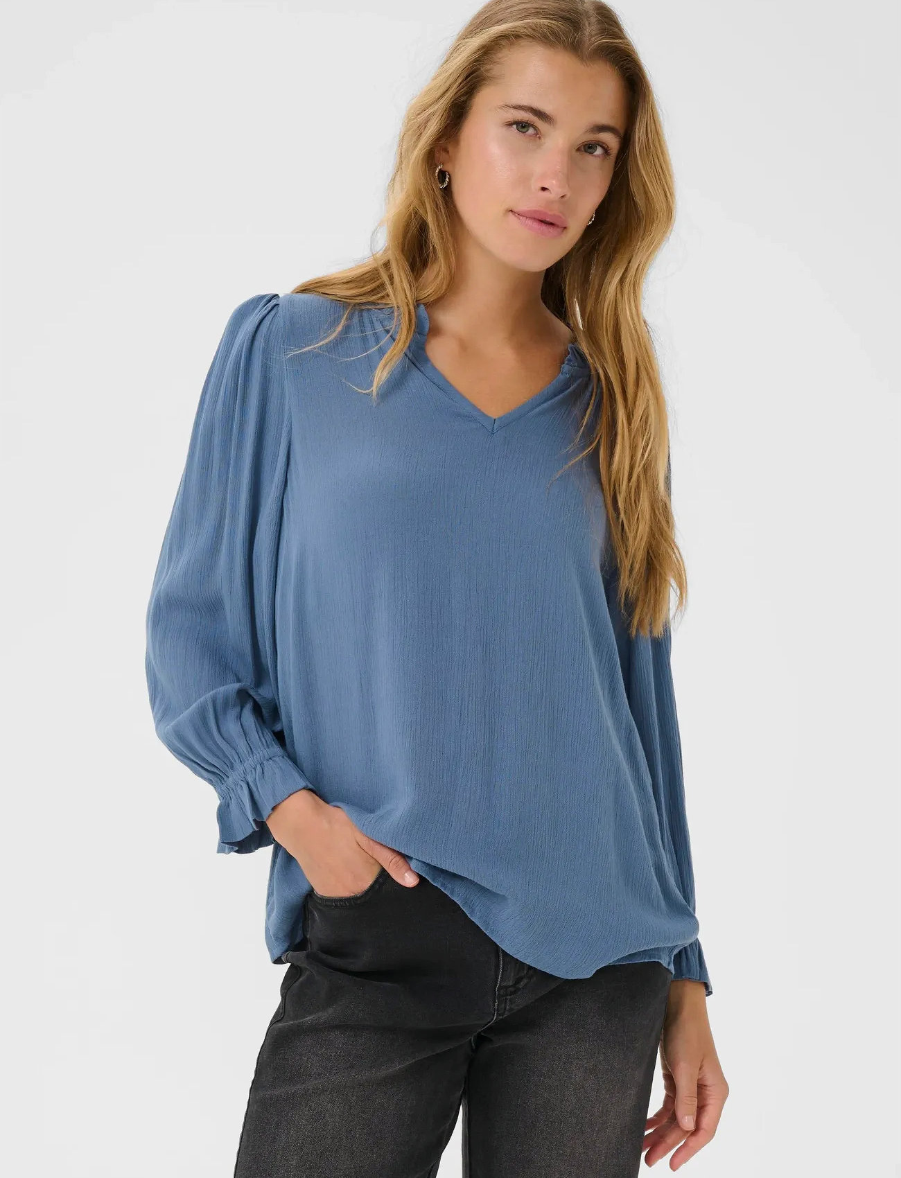 Kaffe Kaliv Amber Blouse, 38, Blue, Bluser > Langærmede, Dame