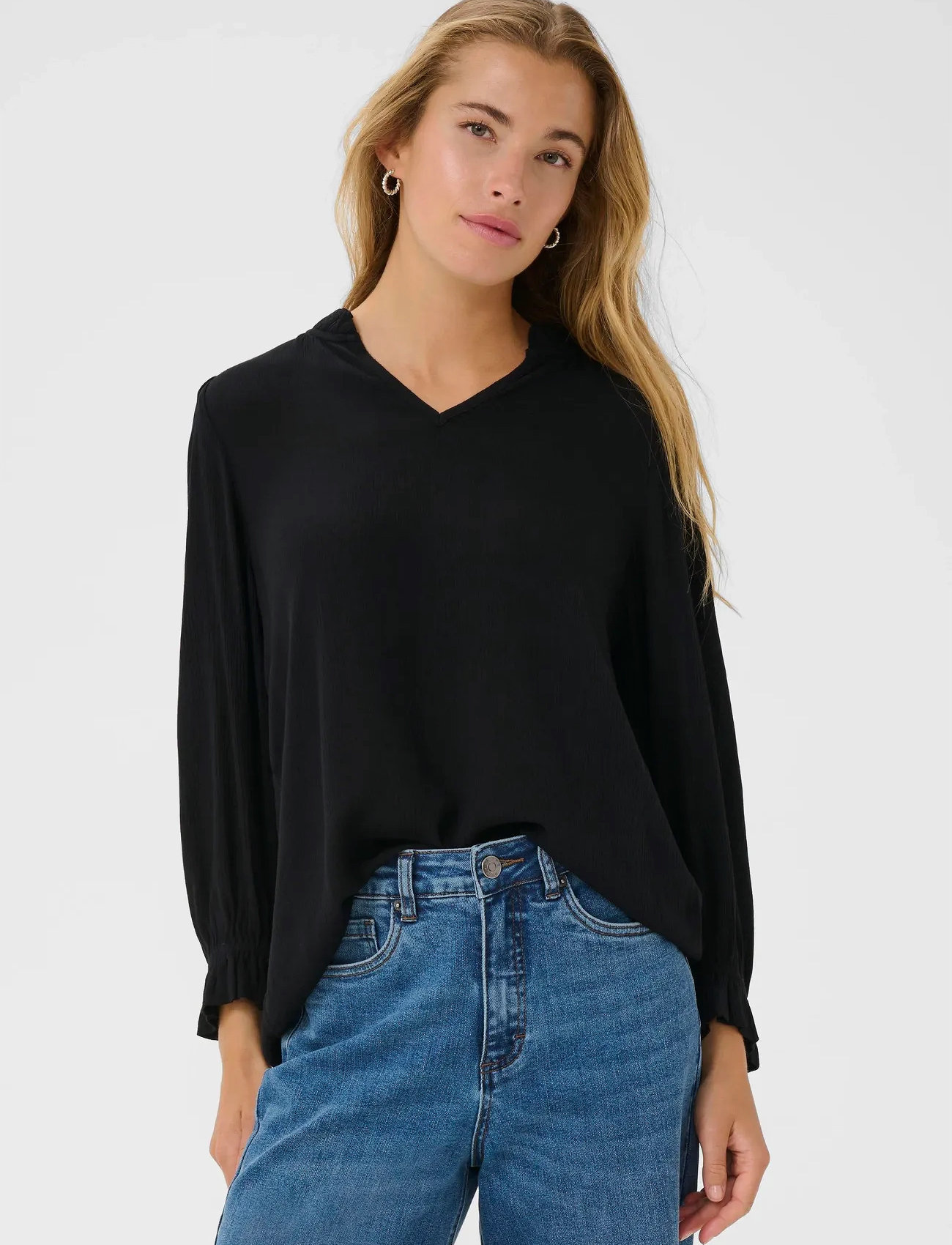 Kaffe Kaliv Amber Blouse, 46, Black, Bluser > Langærmede, Dame