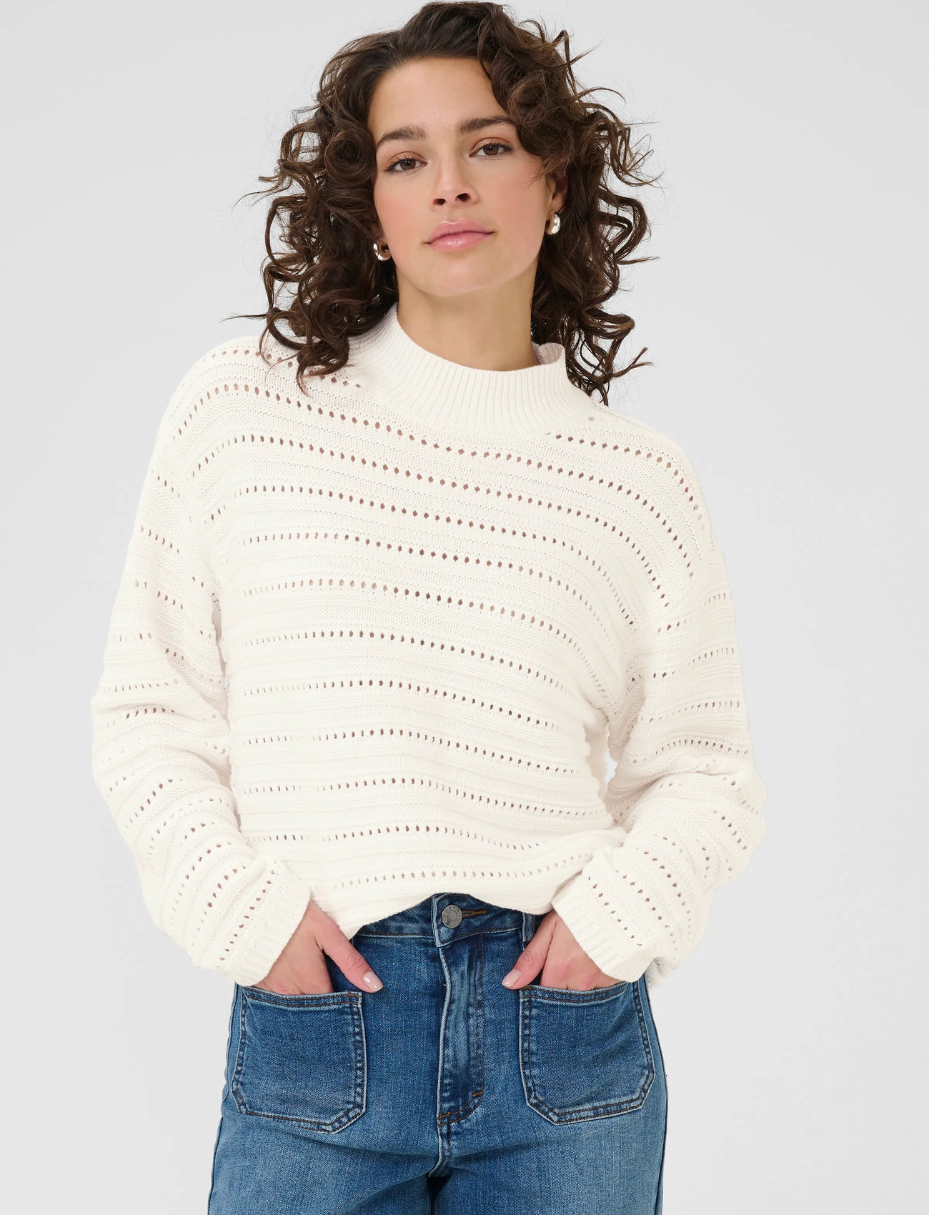 Kaffe Kadolly Pullover, XS, White, Strik > Trøjer, Dame