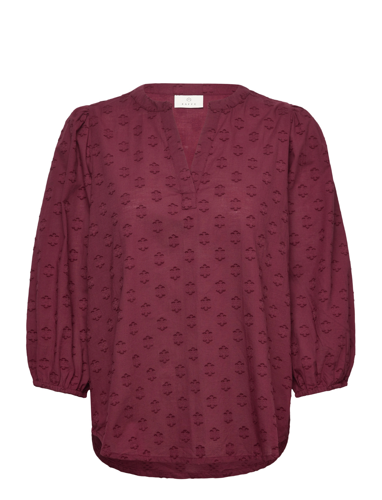 Kaffe Kaenya Blouse 3/4 Sl, 36, Burgundy, Bluser > Langærmede, Dame