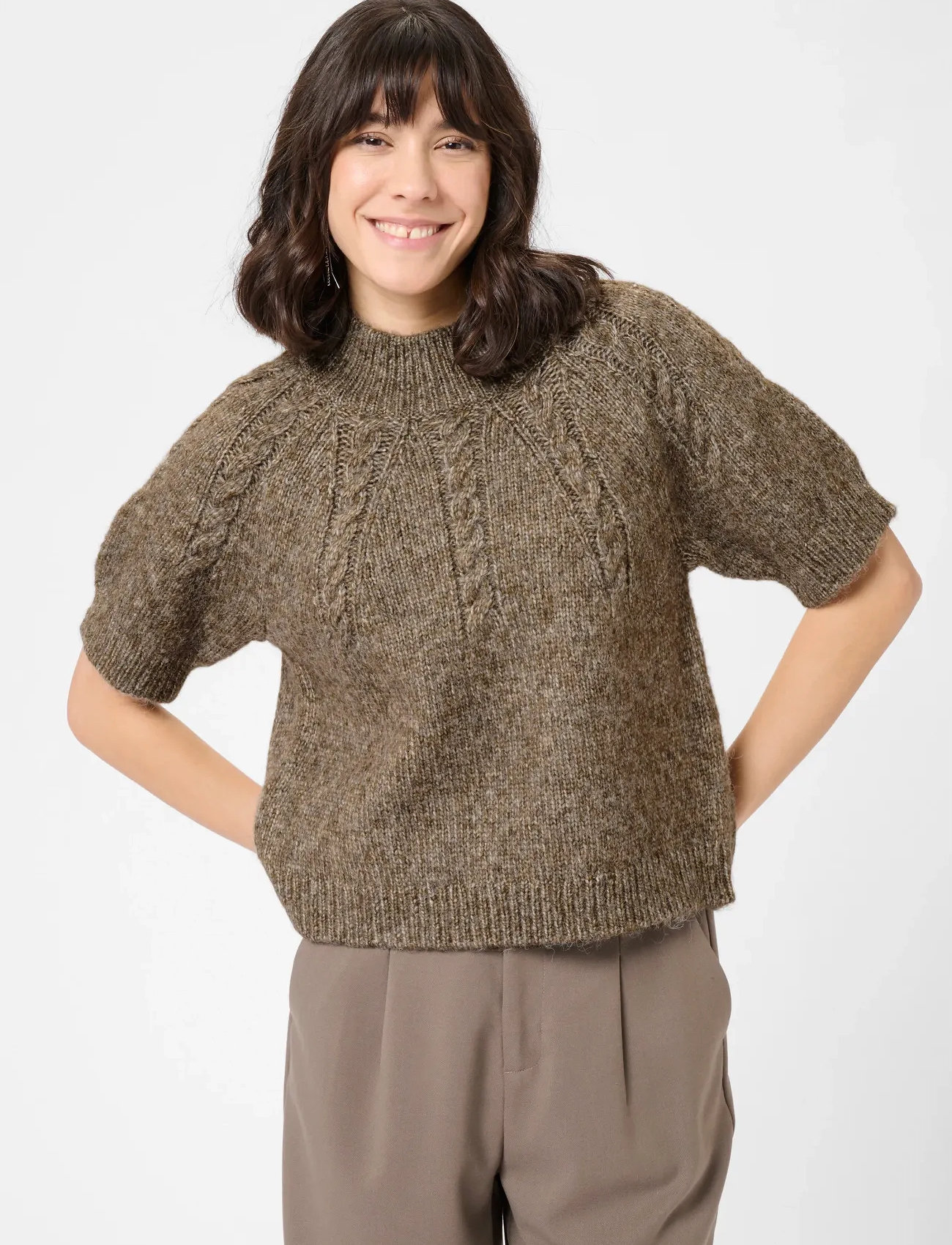 Kaffe Kacuba Pullover, XL, Khaki green, Strik > Trøjer, Dame