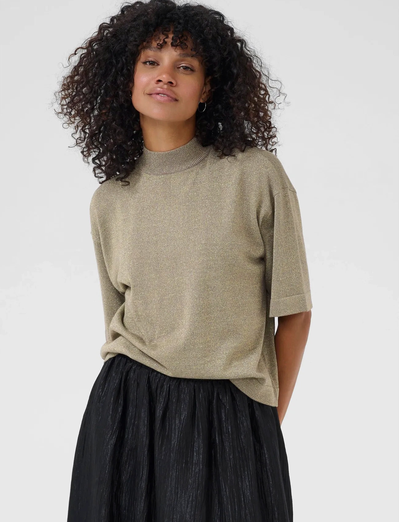 Kaffe Karegina Turtleneck Pullover, M, Beige, Strik > Rullekrave, Dame