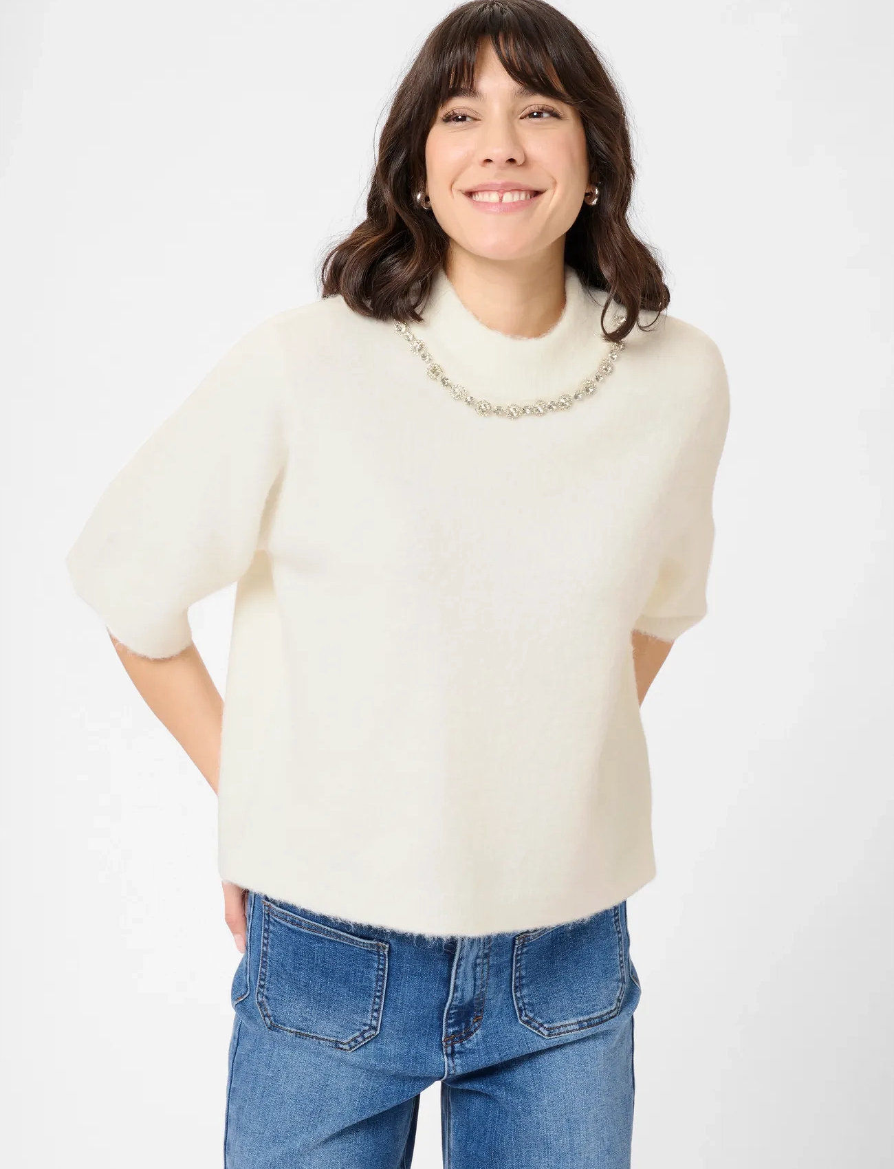 Kaffe Kamerina Pullover, S, White, Strik > Trøjer, Dame