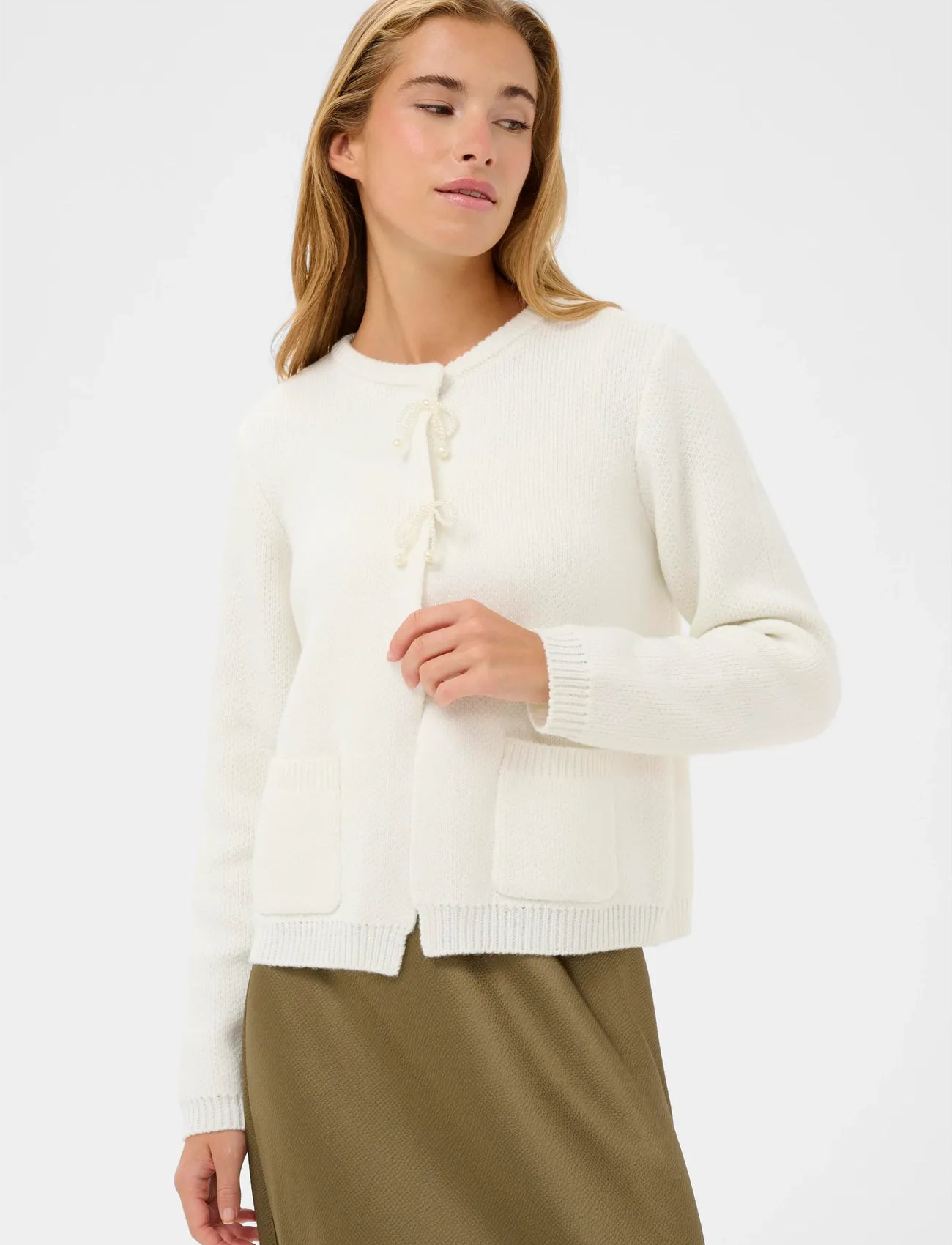 Kaffe Kabowie Cardigan, S, White, Strik > Cardigans, Dame