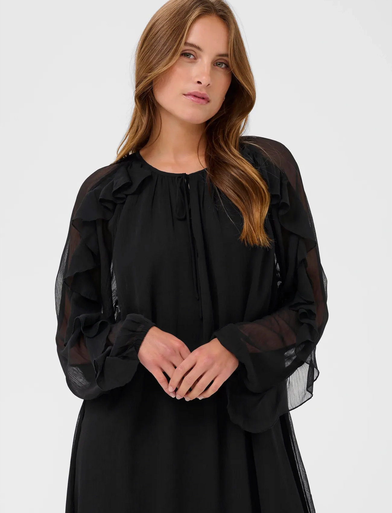Kaffe Kamila Chiffon Dress, 40, Black, Kjoler > Knælange Og Midi, Dame