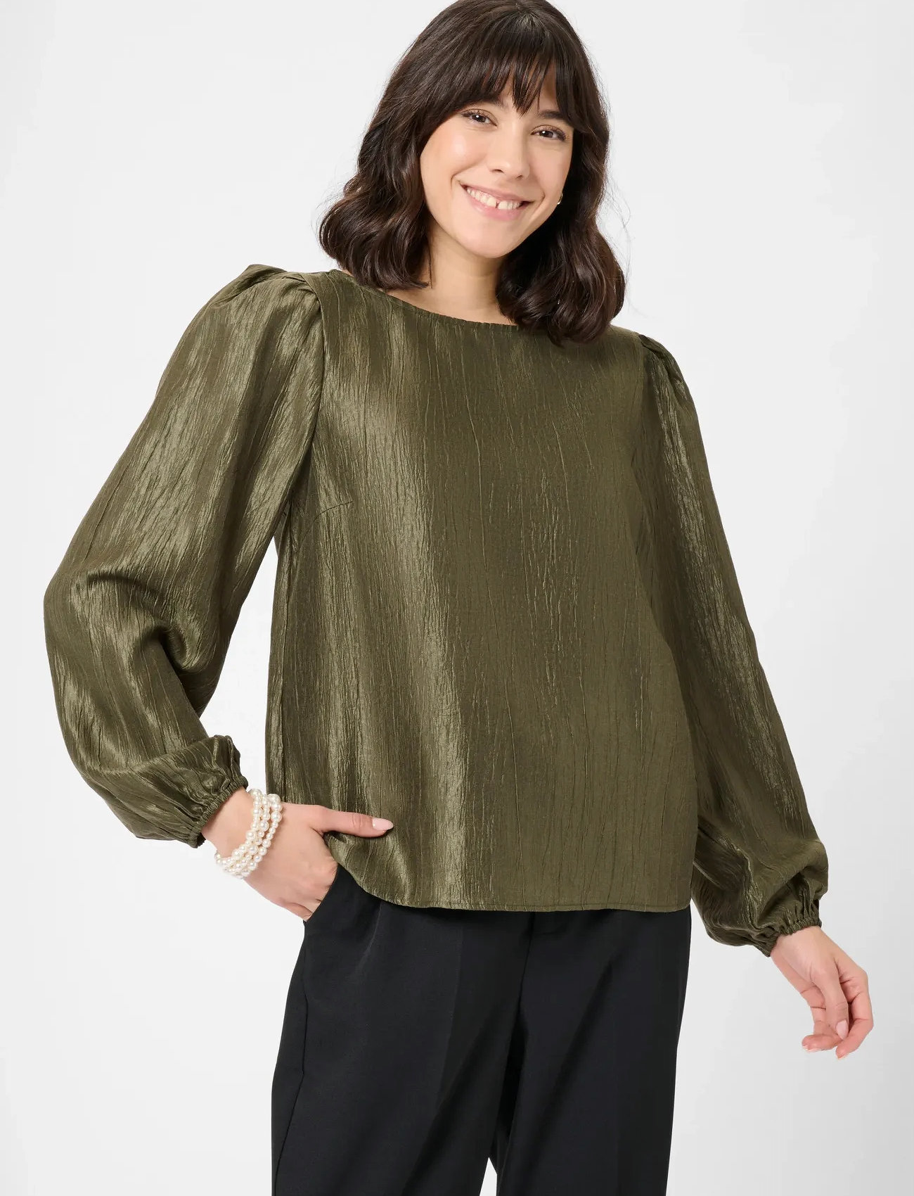 Kaffe Karizz Blouse, 42, Khaki green, Bluser > Langærmede, Dame