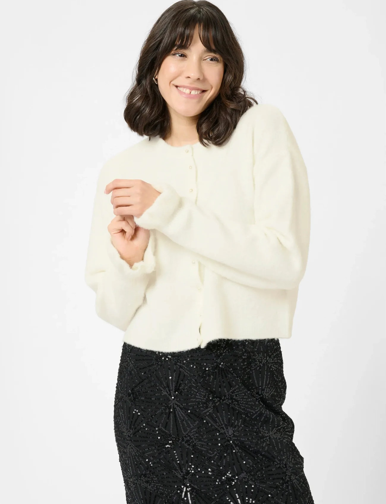 Kaffe Kacourson Knit Cardigan, XXL, White, Strik > Cardigans, Dame