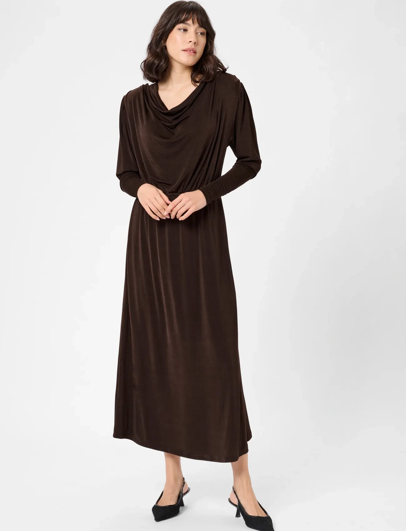 Kaffe Kagina Jersey Dress, L, Brown, Kjoler > Knælange Og Midi, Dame
