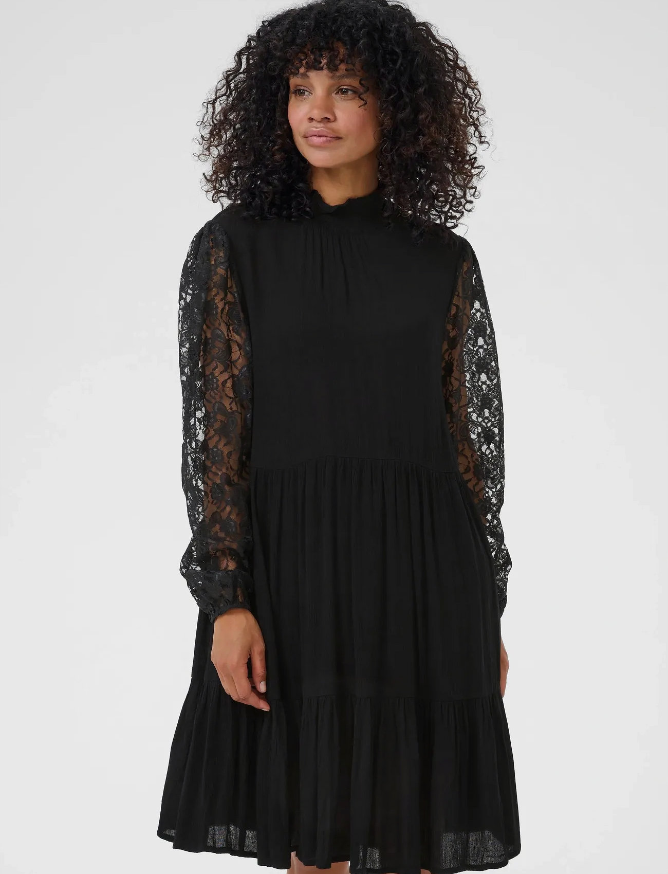 Kaffe Kastine Amber Lace Dress, 40, Black, Kjoler > Knælange Og Midi, Dame