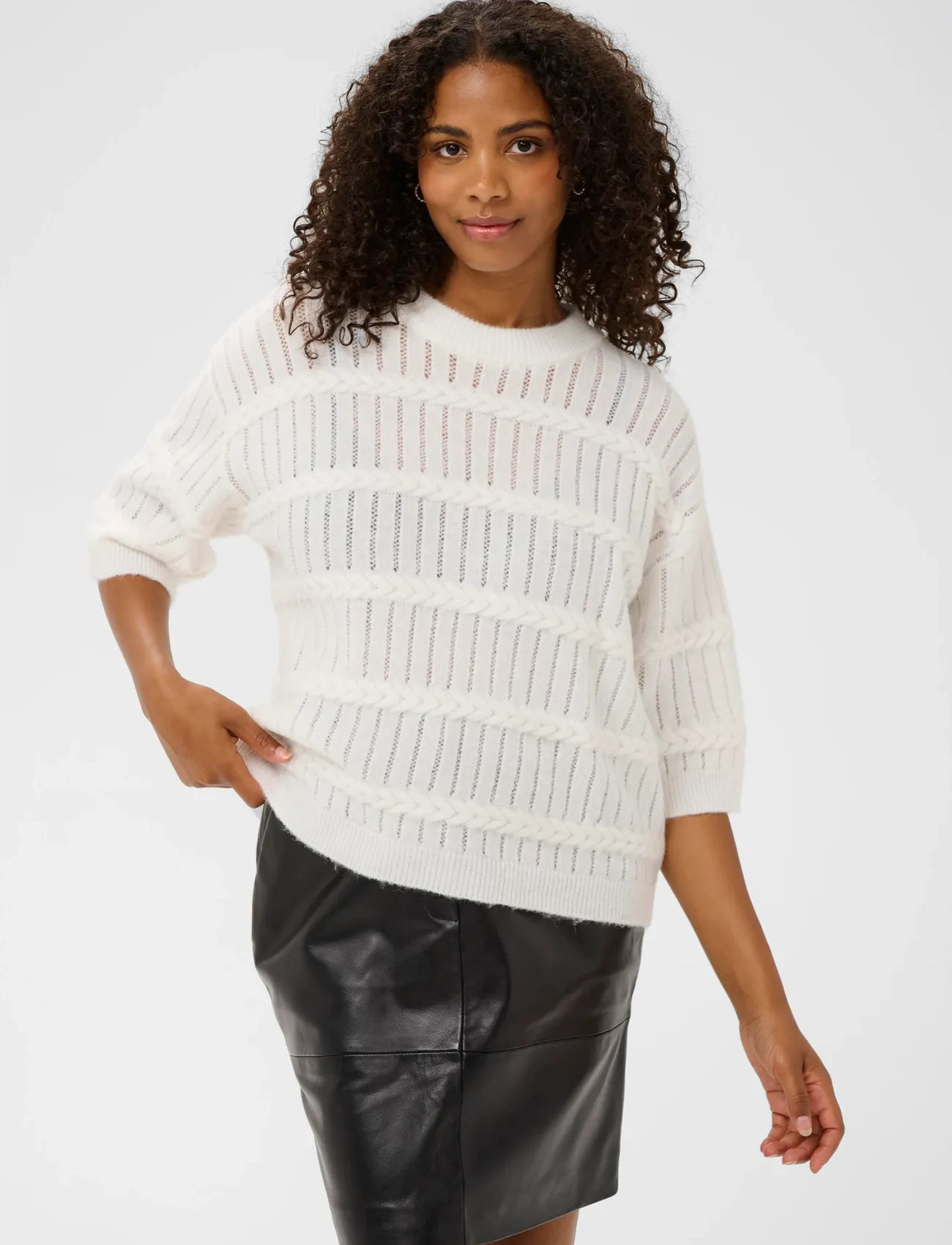 Kaffe Kamonia Pullover, XXL, White, Strik > Trøjer, Dame