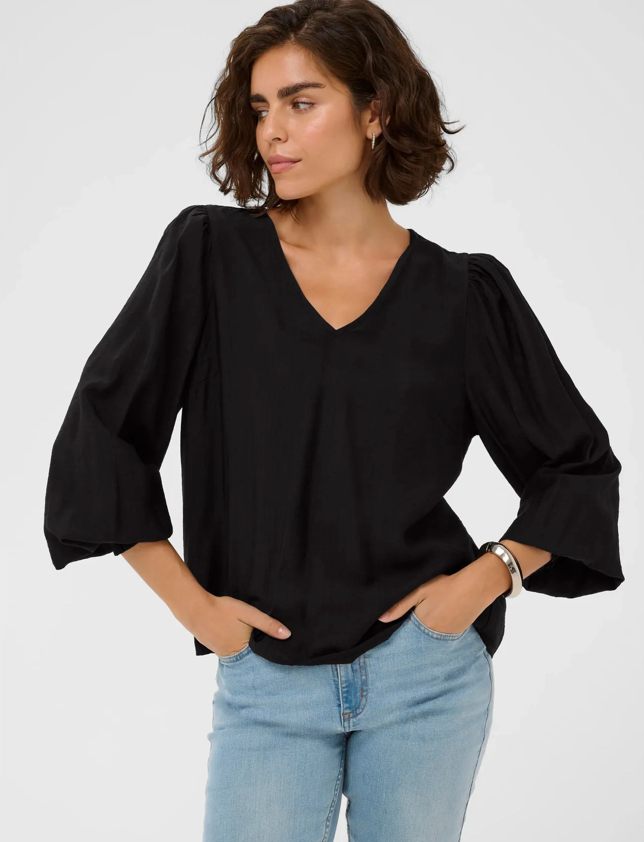 Kaffe Kalufia Blouse, 38, Black, Bluser > Langærmede, Dame
