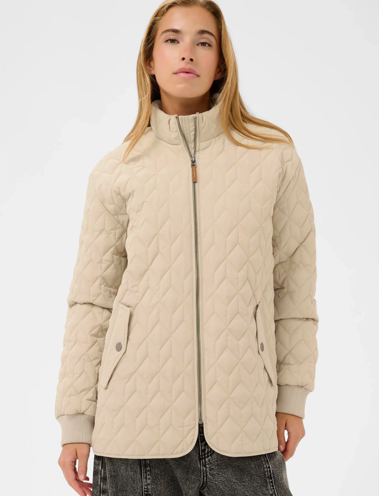 Kaffe Kaleila Quilt Jacket, 46, Beige, Jakker > Quiltede Jakker, Dame