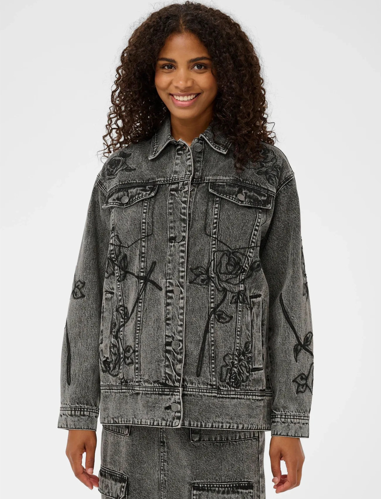 Kaffe Kaross Denim Jacket, 42, Grey, Jakker > Denim, Dame