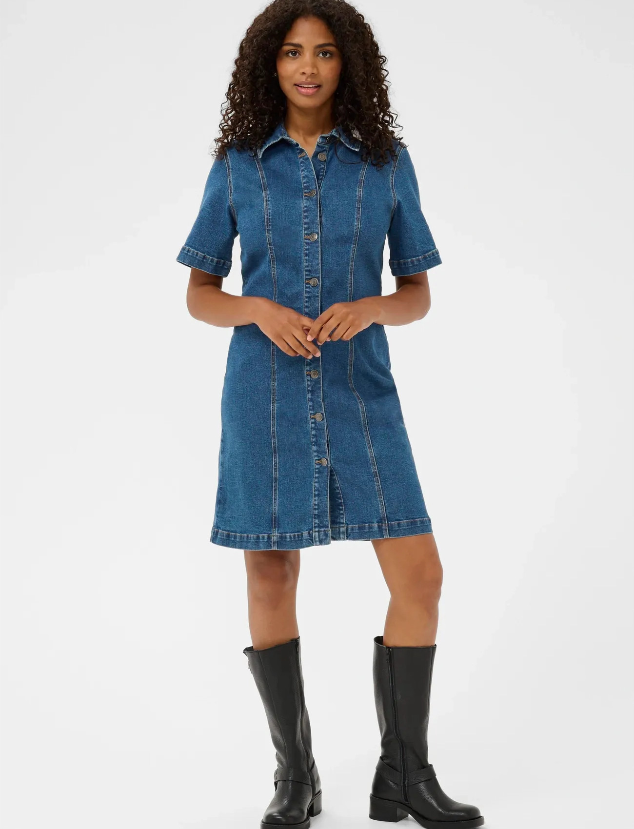 Kaffe Kalena Denim Dress, 42, Blue, Kjoler > Knælange Og Midi, Dame
