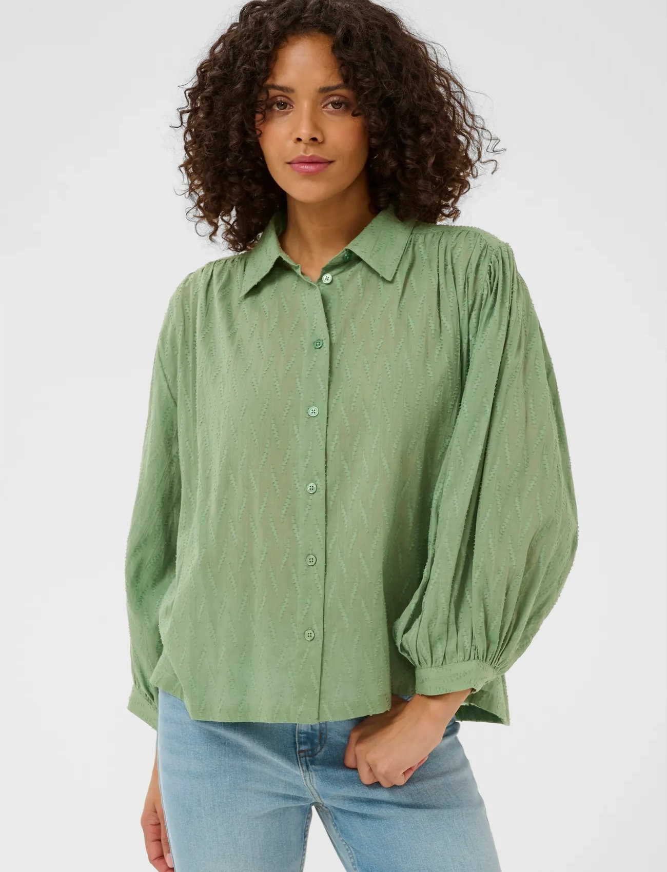 Kaffe Kagabriela Shirt, 34, Green, Bluser > Langærmede, Dame