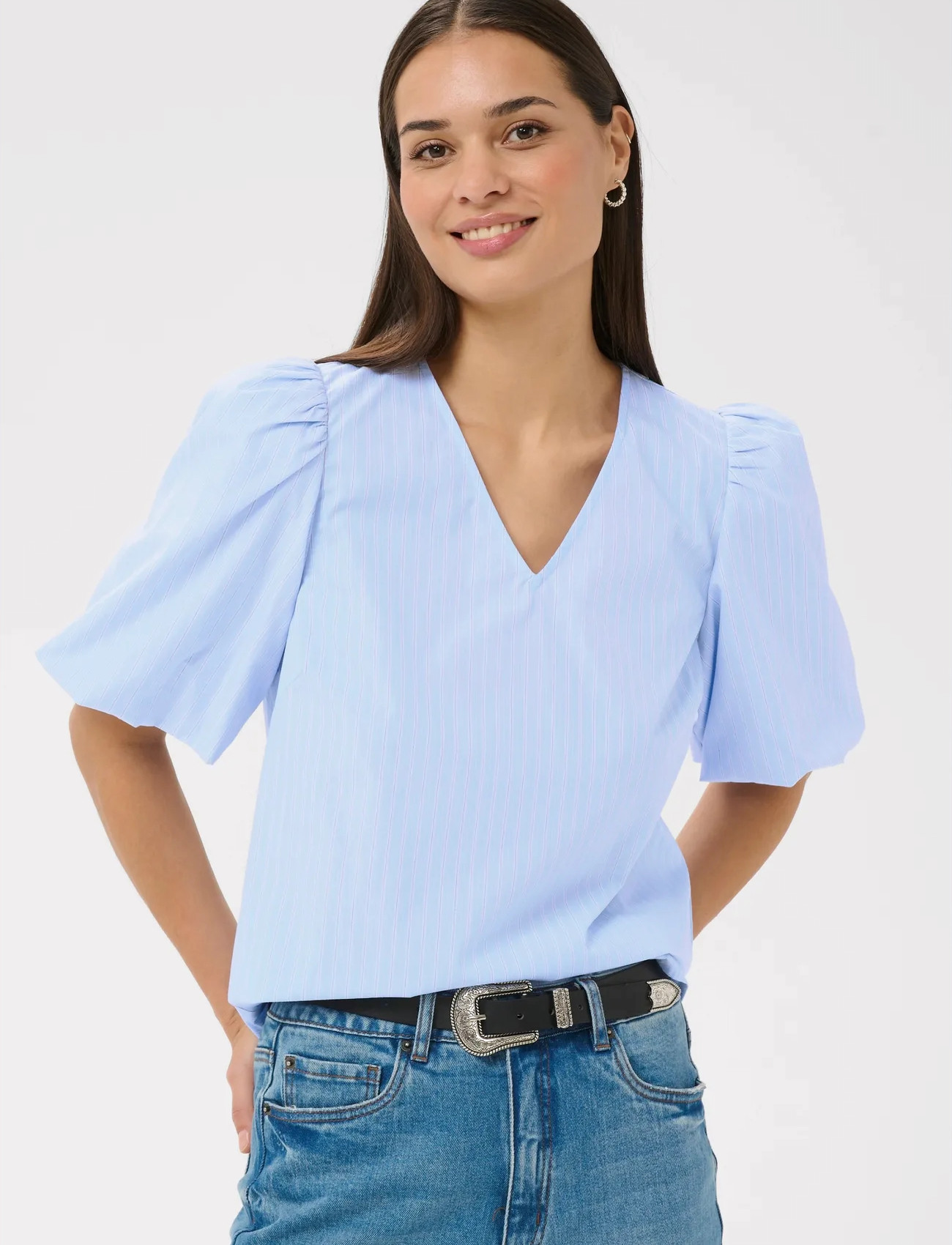 Kaffe Kajosie Blouse, 34, Blue, Bluser > Kortærmede, Dame