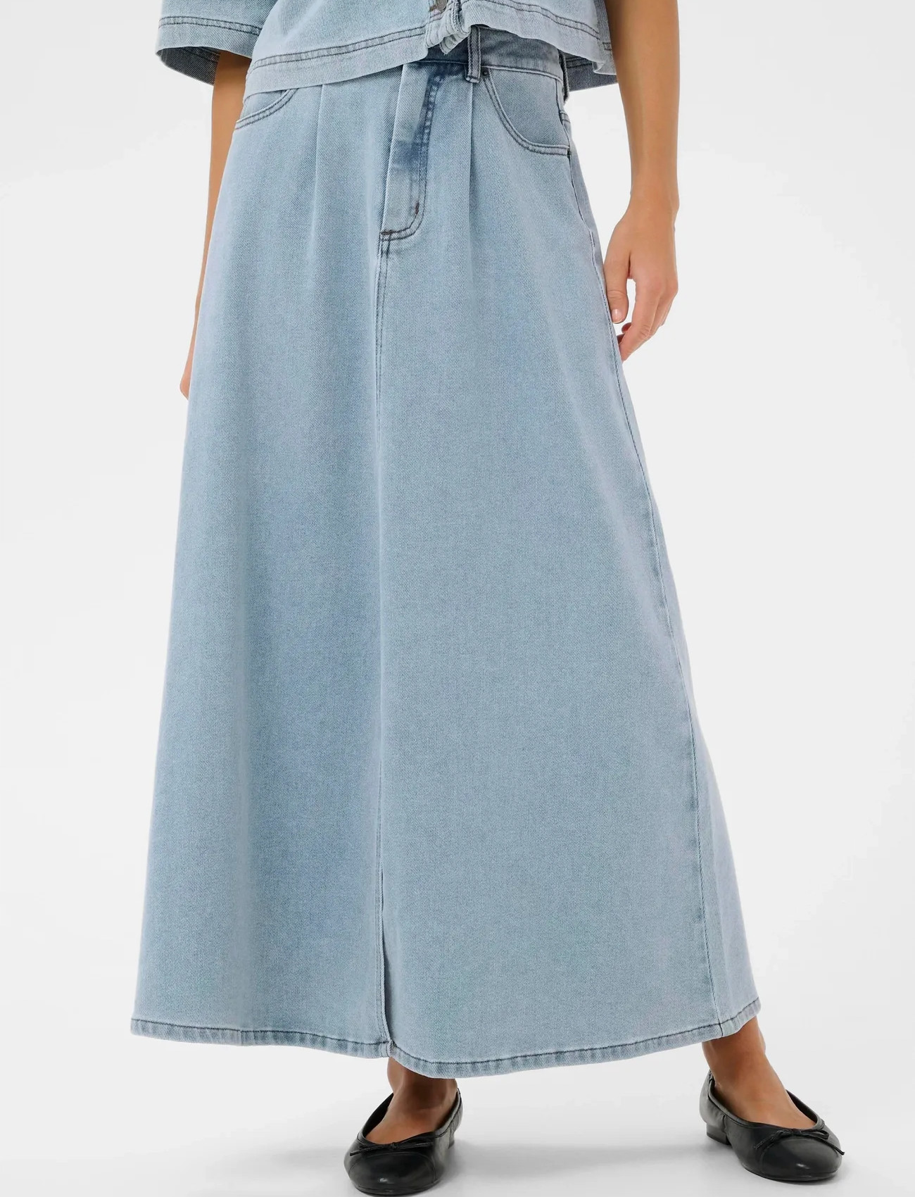 Kaffe Kaminna Denim Skirt, 44, Blue, Nederdele > Maxi Nederdele, Dame