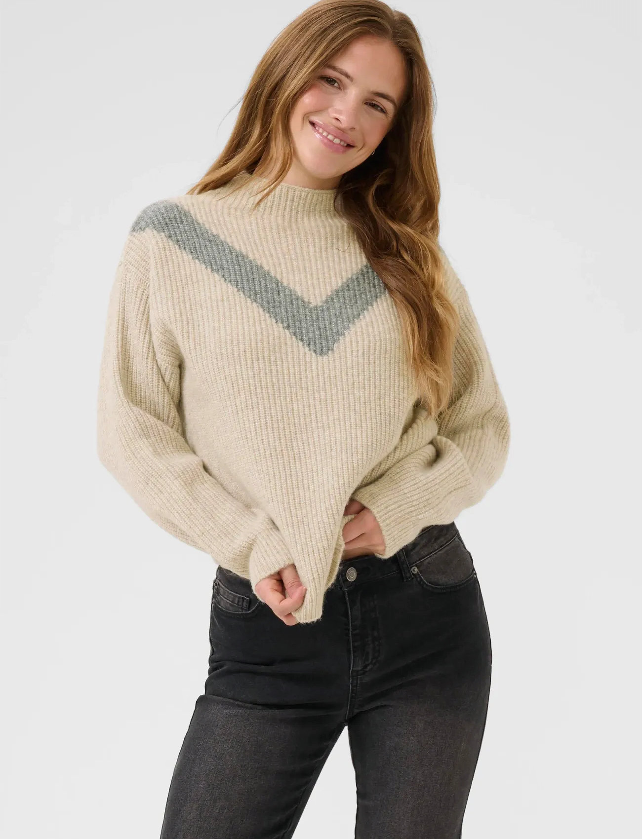 Kaffe Kaelina Pullover, XS, Beige, Strik > Trøjer, Dame