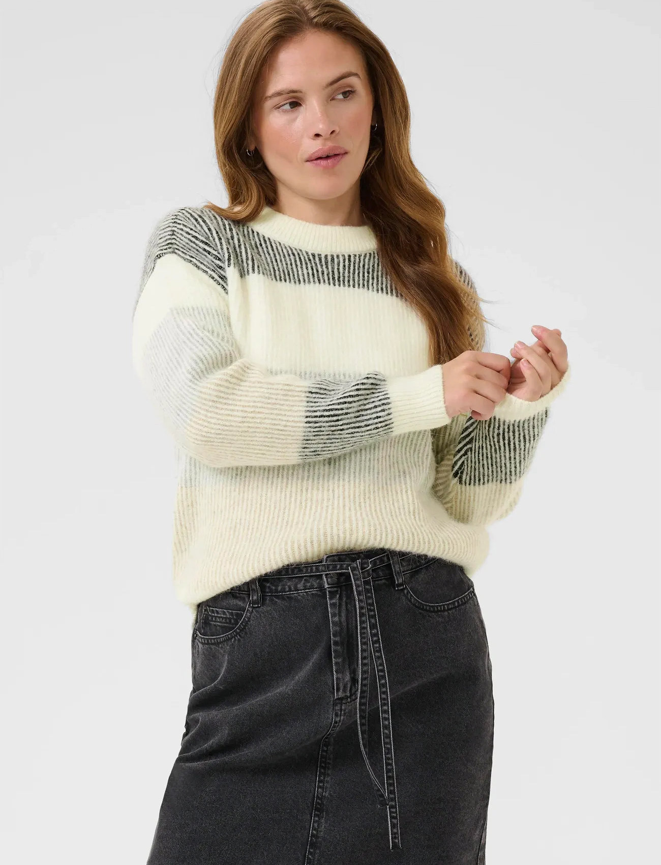 Kaffe Kaneve Crewneck Pullover, S, White, Strik > Trøjer, Dame