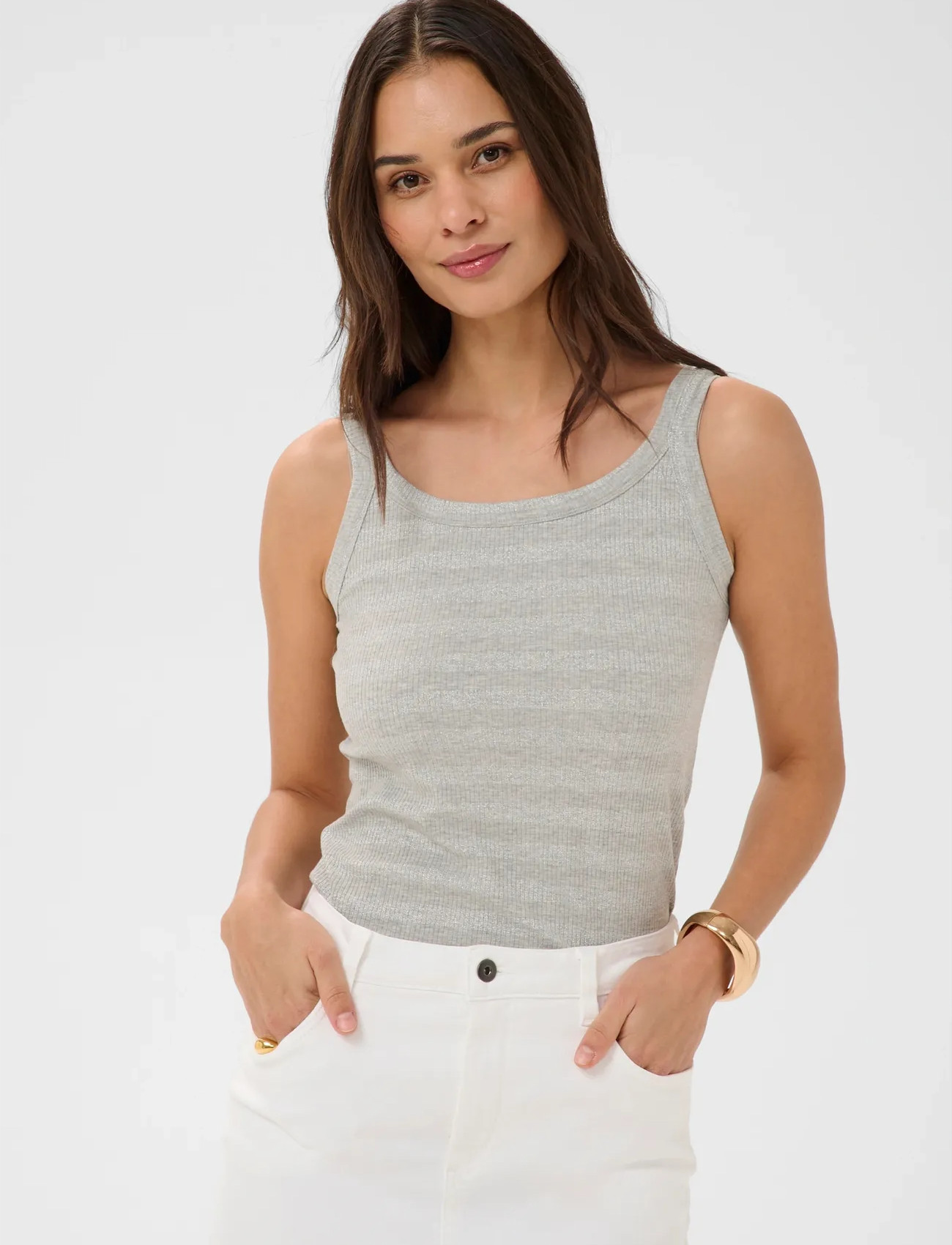 Kaffe Kakarla Top, XXL, Grey, T-Shirts & Toppe > Uden Ærmer, Dame