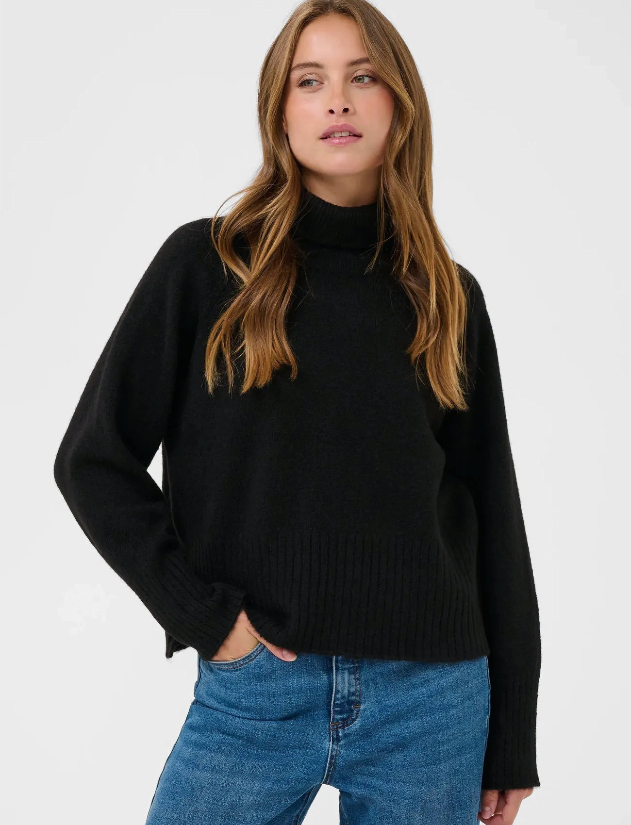 Kaffe Kaerin Rollneck, M, Black, Strik > Rullekrave, Dame