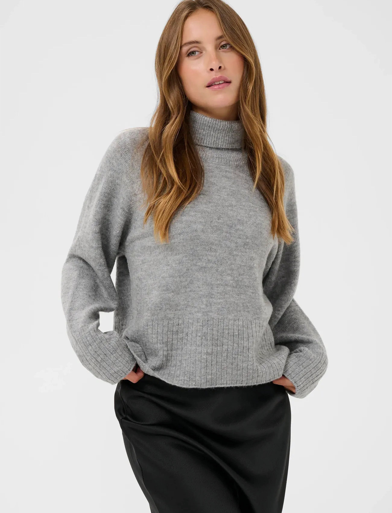Kaffe Kaerin Rollneck, XL, Grey, Strik > Rullekrave, Dame