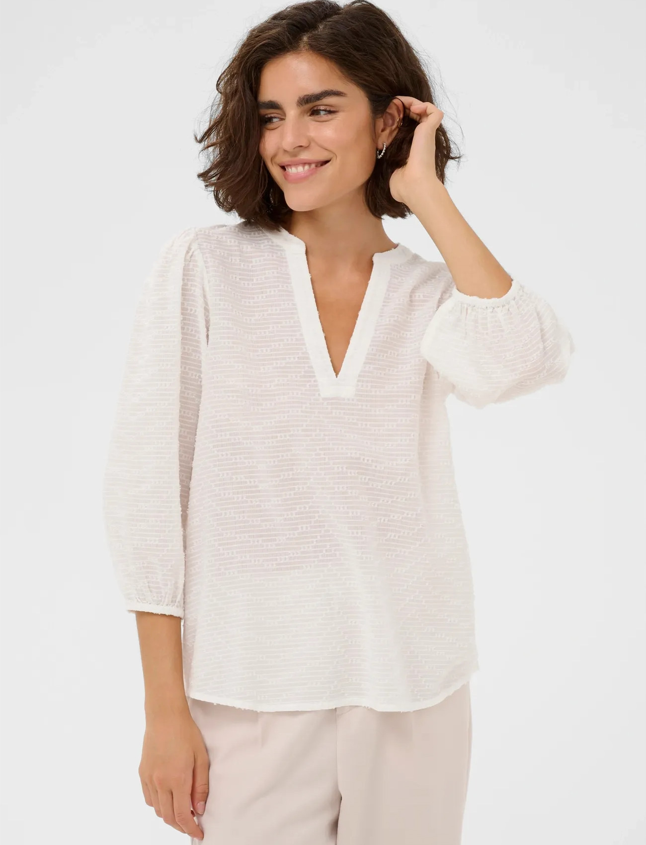 Kaffe Kapenelope Blouse, 38, White, Bluser > Langærmede, Dame
