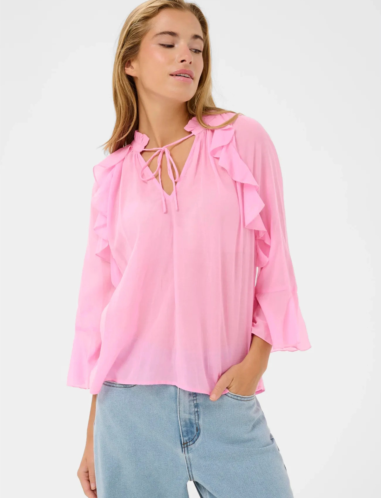 Kaffe Kaflora Blouse, 36, Pink, Bluser > Langærmede, Dame